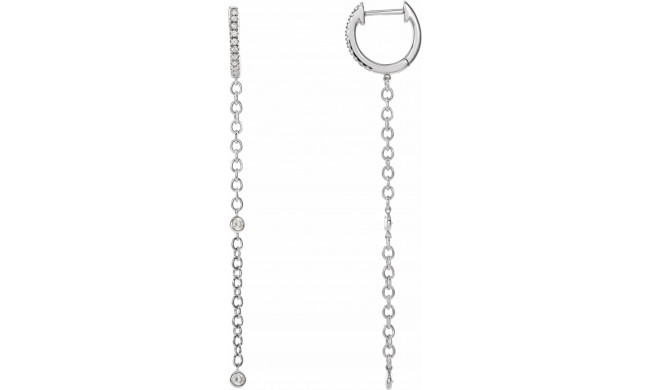 14K White 1/4 CTW Diamond Hinged Hoop Chain Earrings - 65346260000P