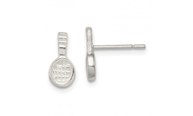 Quality Gold Sterling Silver Tennis Racquet Mini Earrings - QE696