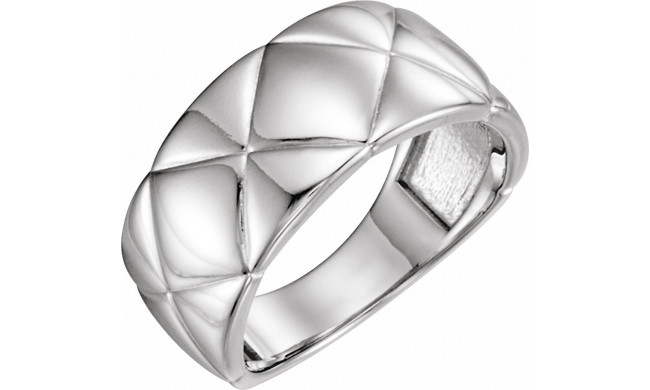 14K White Quilted Ring - 51685600P
