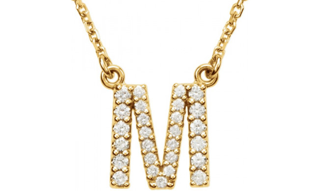 14K Yellow Initial M 1/6 CTW Diamond 16 Necklace - 67311138P