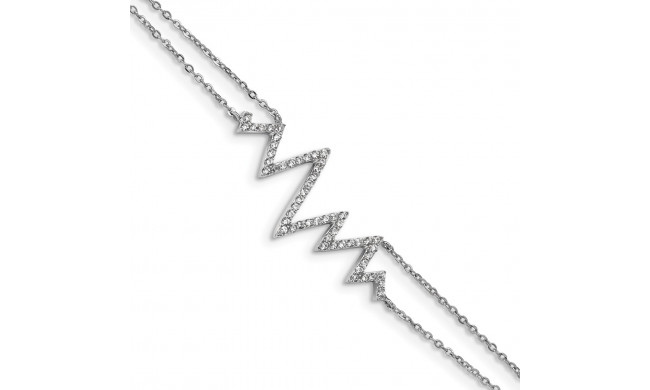 Quality Gold Sterling Silver Rhodium-plated CZ Zigzag Bracelet - QG4580-7