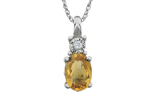 14K White Citrine & .02 CTW Diamond 18 Necklace - 651534102P