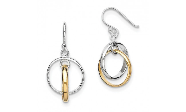 Quality Gold Sterling Silver and Gold-Plated Double Circle Dangle Earrings - QE7234
