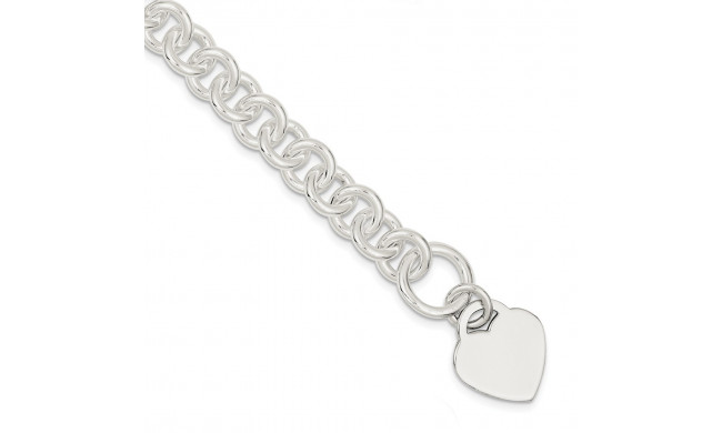 Quality Gold Sterling Silver Engraveable Heart Disc on Fancy Link Toggle Bracelet - QG1152-7.75