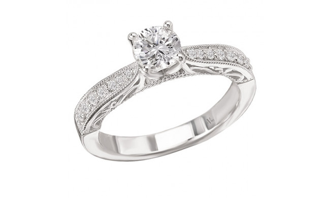 14k White Gold Straight Semi-Mount Diamond Engagement Ring