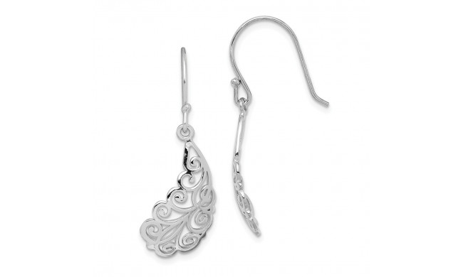 Quality Gold Sterling Silver Rhodium-plated Filigree Leaf Dangle Earrings - QE15093