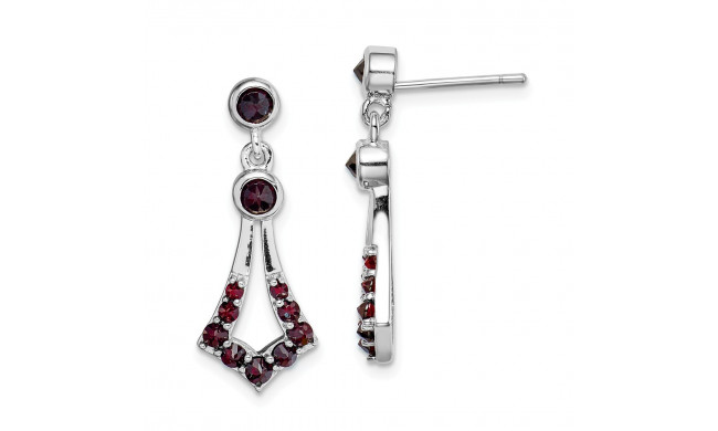 Quality Gold Sterling Silver Rhodium plated with Garnet Dangle Earrings - QE15035