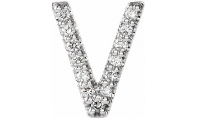 14K White .03 CTW Diamond Single Initial V Earring - 867976110P