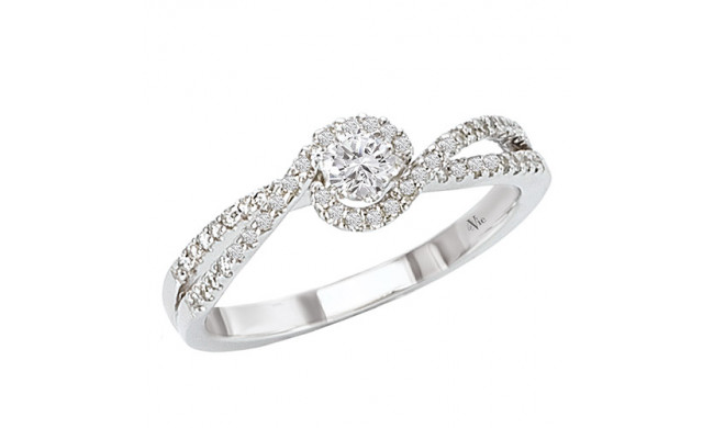 14k White Gold Halo Complete Diamond Engagement Ring