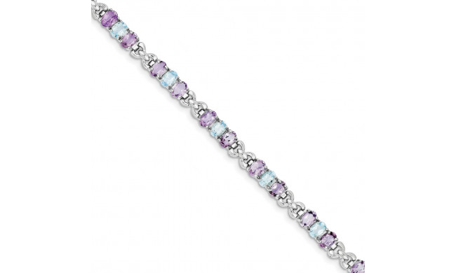 Quality Gold Sterling Silver Rhodium-plated Amethyst and Blue Topaz Bracelet - QX478AM