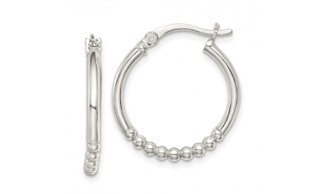 Quality Gold Sterling Silver Beaded Hoop Earrings - QE14172
