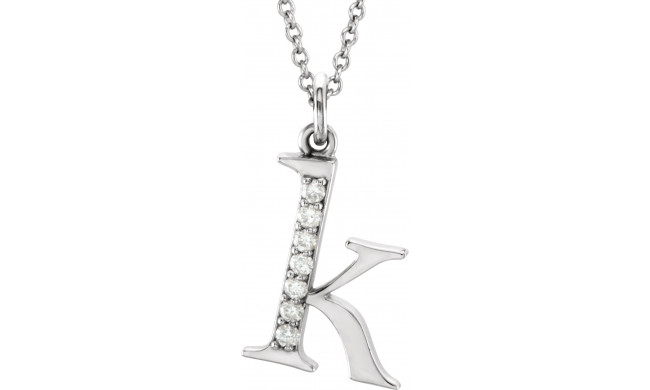 14K White .03 CTW Diamond Lowercase Initial k 16 Necklace - 8580360030P