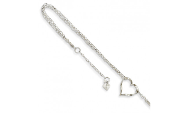 Quality Gold 14k White Gold Double Strand Heart Anklet - ANK174-9
