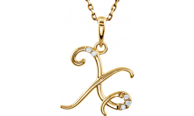 14K Yellow .02 CTW Diamond Initial X 18 Necklace - 8555760073P