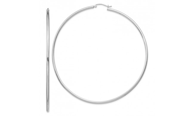 Quality Gold Sterling Silver Rhodium-plated 2mm Polished Hoop Earrings - QE4381