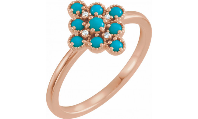 14K Rose Turquoise & .02 CTW Diamond Ring - 720736005P