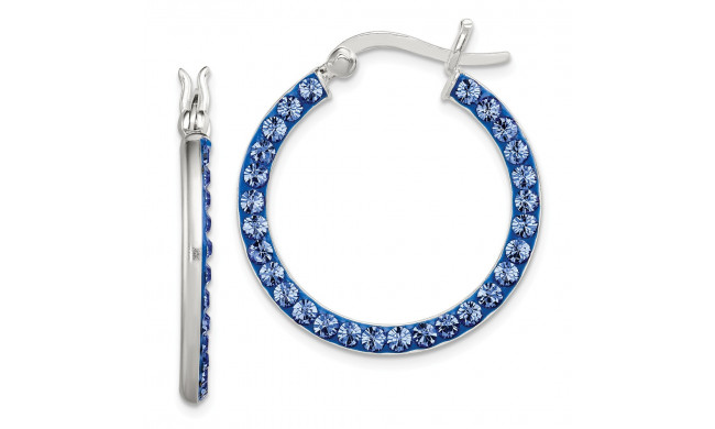 Quality Gold Sterling Silver Stellux Crystal Royal Blue Hoop Earrings - QE9571