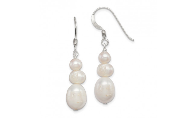 Quality Gold Sterling Silver FW Cultured Pearl Dangle Earrings - QE5422