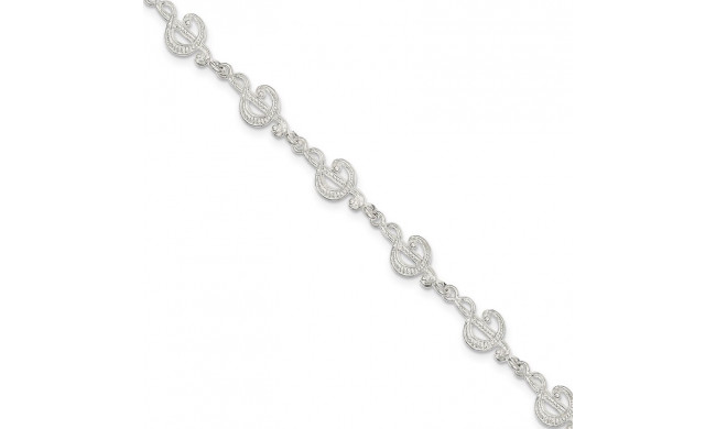 Quality Gold Sterling Silver Treble Clefs Bracelet - QA26-7