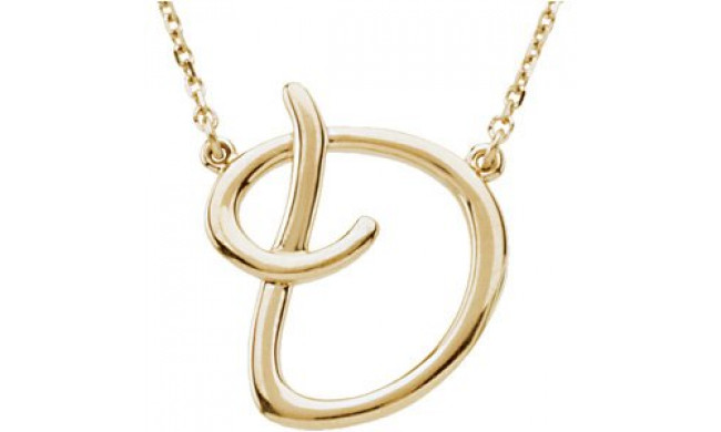 14K Yellow Script Initial D 16 Necklace - 84635102P