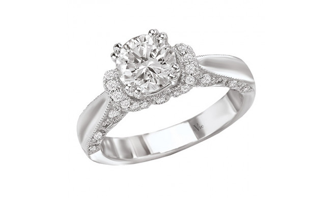 La Vie 14k White Gold Peg Head Semi-Mount Engagement Ring