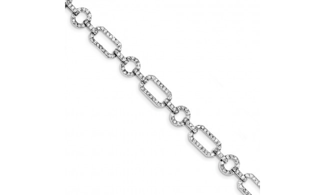 Quality Gold Sterling Silver Rhodium-plated CZ Link Bracelet - QX730CZ