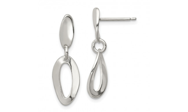 Quality Gold Sterling Silver Polished Oval Dangle Post Earrings - QE8984