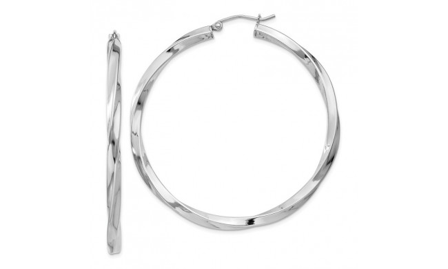 Quality Gold Sterling Silver Rhodium-plated 3mm Polished Twisted Hoop Earrings - QE4589