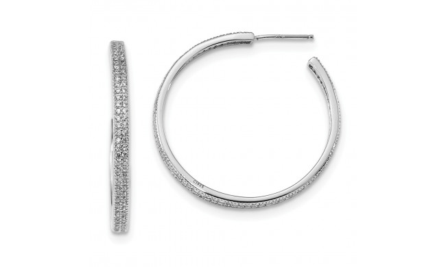 Quality Gold Sterling Silver Rhodium-plated CZ 30x3mm Hoop Earrings - QE13743