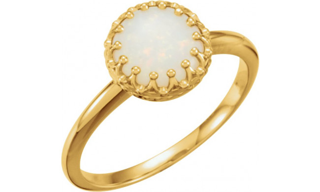 14K Yellow 8 mm Round Opal Ring - 7156070001P