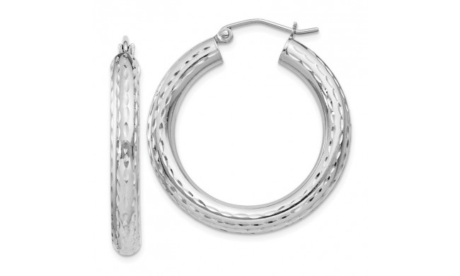 Quality Gold Sterling Silver Rhodium-plated 4.00mm Diamond Cut Hoop Earrings - QE4486