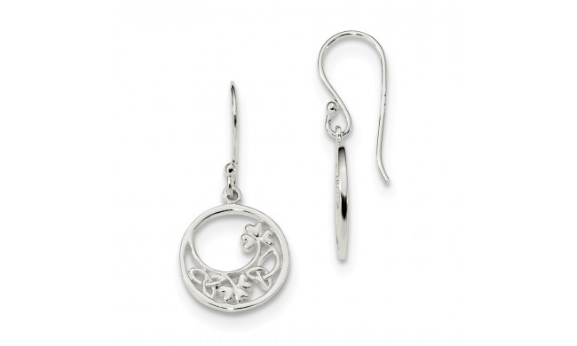 Quality Gold Sterling Silver Circle Clover & Celtic Knot Dangle Earrings - QE13567