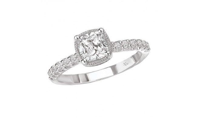 La Vie 14k White Gold Halo Semi-Mount Diamond Engagement Ring