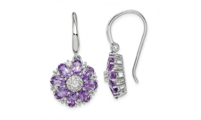 Quality Gold Sterling Silver Rhodium-plated Amethyst & White Topaz Dangle Earrings - QE14271