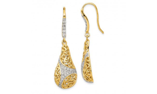Quality Gold Sterling Silver Gold Plated CZ Teardrop Dangle Earrings - QE9318