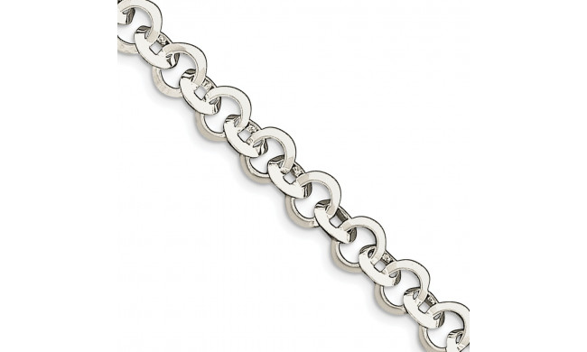 Quality Gold Sterling Silver 7.5inch Polished Fancy Circular Link Bracelet - QH308-7.5