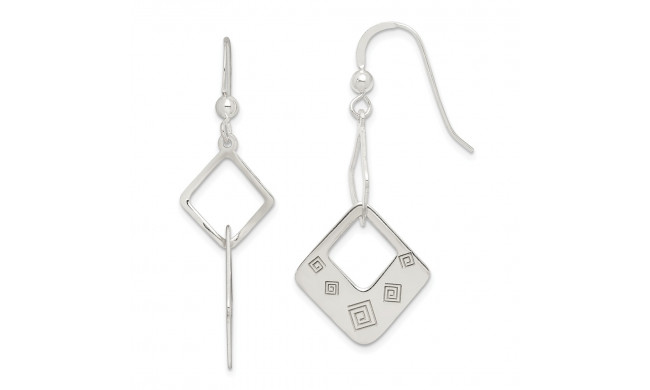 Quality Gold Sterling Silver Polished Geometric Dangle Earrings - QE14837