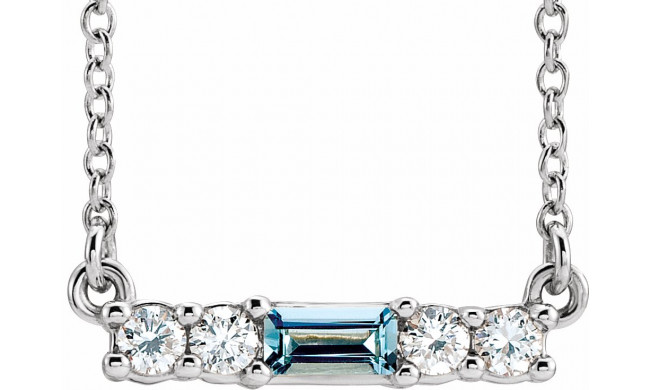 14K White Aquamarine & 1/5 CTW Diamond 18 Necklace - 86838695P