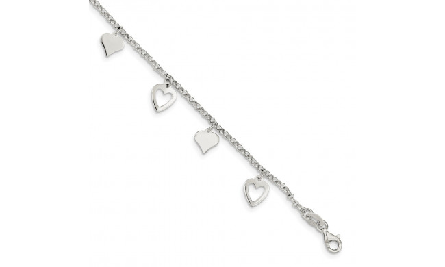 Quality Gold Sterling Silver Polished Heart Bracelet - QG3262-7.5
