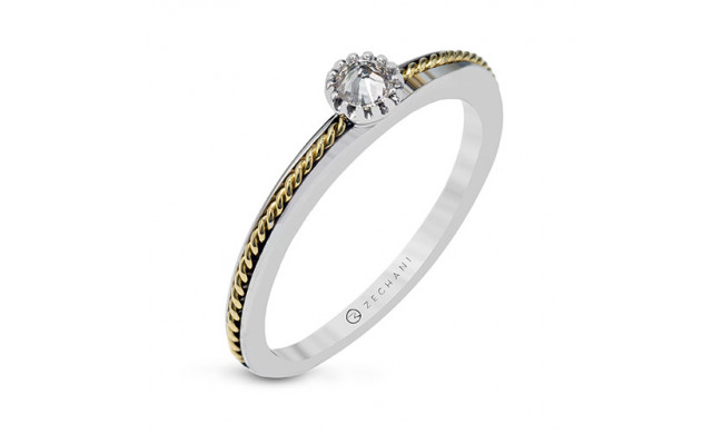 Zeghani Two Tone Cable Ring With Rose Cut Diamond Center