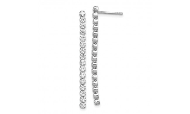 Quality Gold Sterling Silver Rhodium-plated Polished CZ Dangle Post Earrings - QE11451