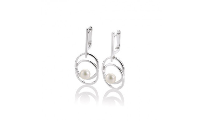 14k White Gold Breuning Cultured Pearl Drop Earrings