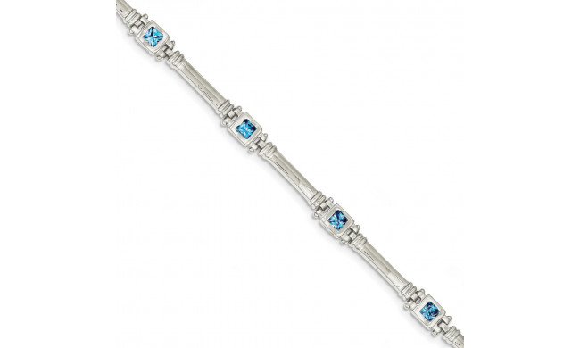 Quality Gold Sterling Silver Rhodium-plated Blue Topaz Bracelet - QX160BT