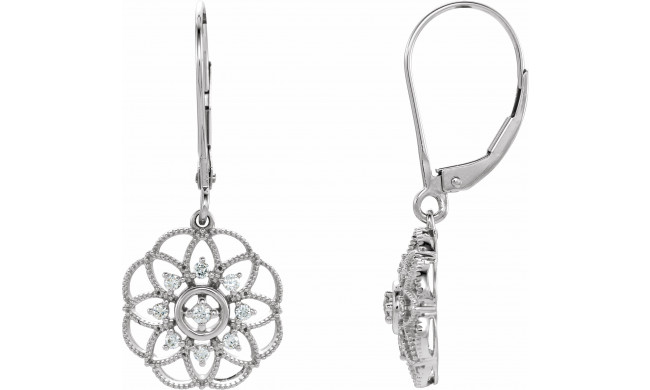 14K White 1/5 CTW Diamond Granulated Filigree Earrings - 65260660002P