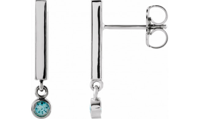 14K White Aquamarine Bar Earrings - 869066007P