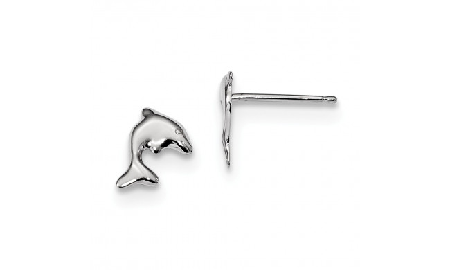 Quality Gold Sterling Silver Rhodium-plated Dolphin Stud Earrings - QE13825