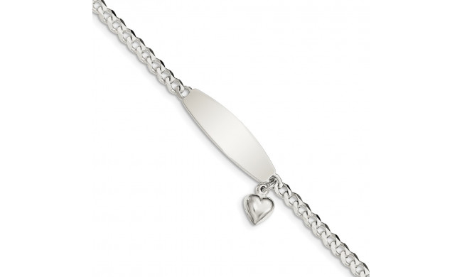 Quality Gold Sterling Silver  Heart Charm ID Bracelet - QID205-7.5
