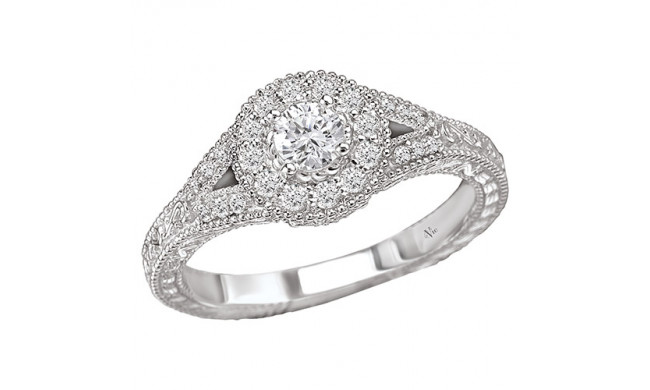 14k White Gold Halo Semi-Mount Diamond Engagement Ring