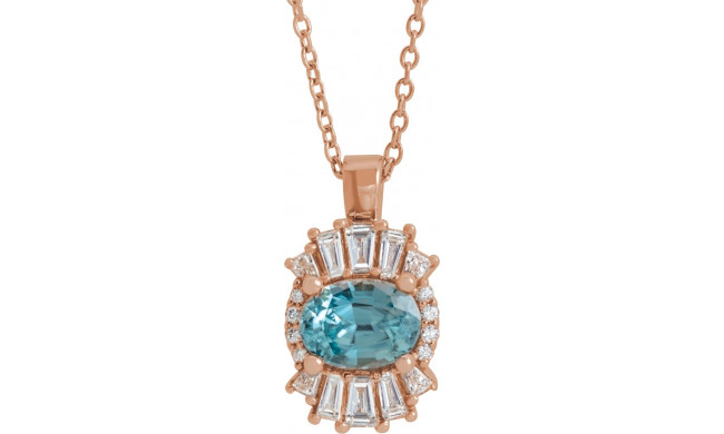 14K Rose Blue Zircon & 1/3 CTW Diamond 16-18 Necklace - 869706167P