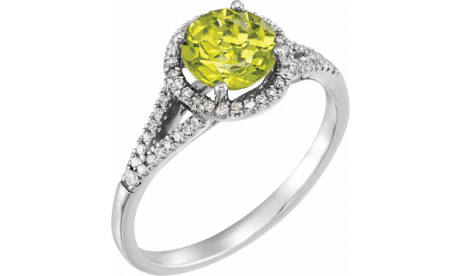 14K White Peridot & 1/5 CTW Diamond Ring - 65130070011P